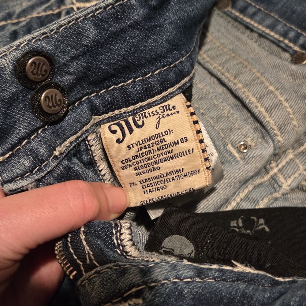 Miss Me Blue Boot Cut Jeans with Sparkle Accents - Picture 7 of 11